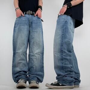 Vintage y2k baggy wide leg skater faded stonewash levi's 514 grunge jeans